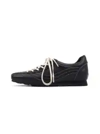 Asthershop | Square Toe Flat Genuine Leather German Trainers