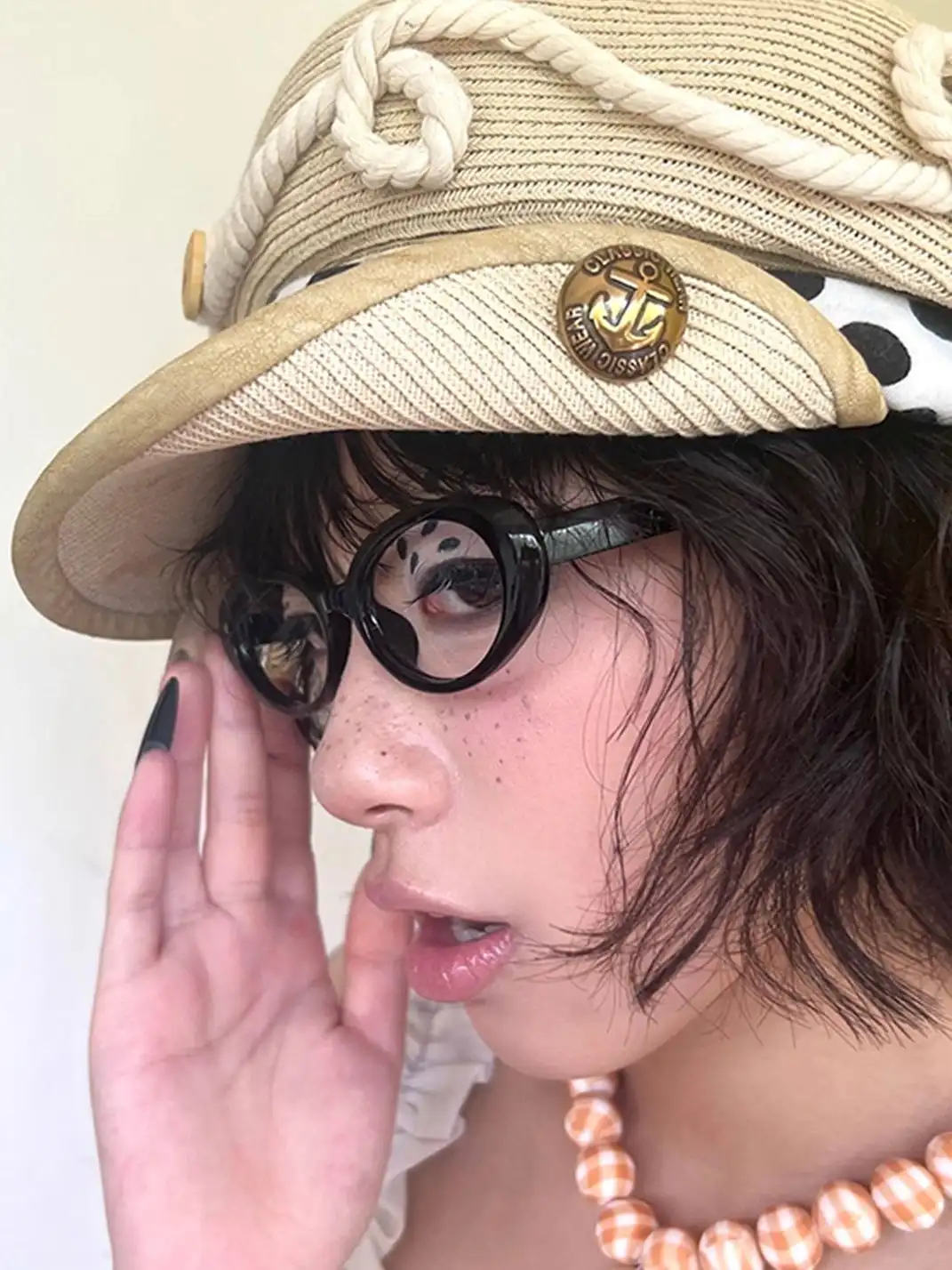nit alcove | Nautical Polka Dot Knit Newsboy Cap