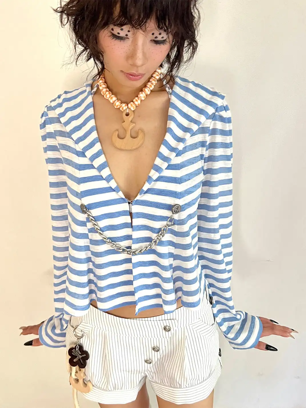 nit alcove | Striped Navy Chain Cardigan Sun Protection Coat