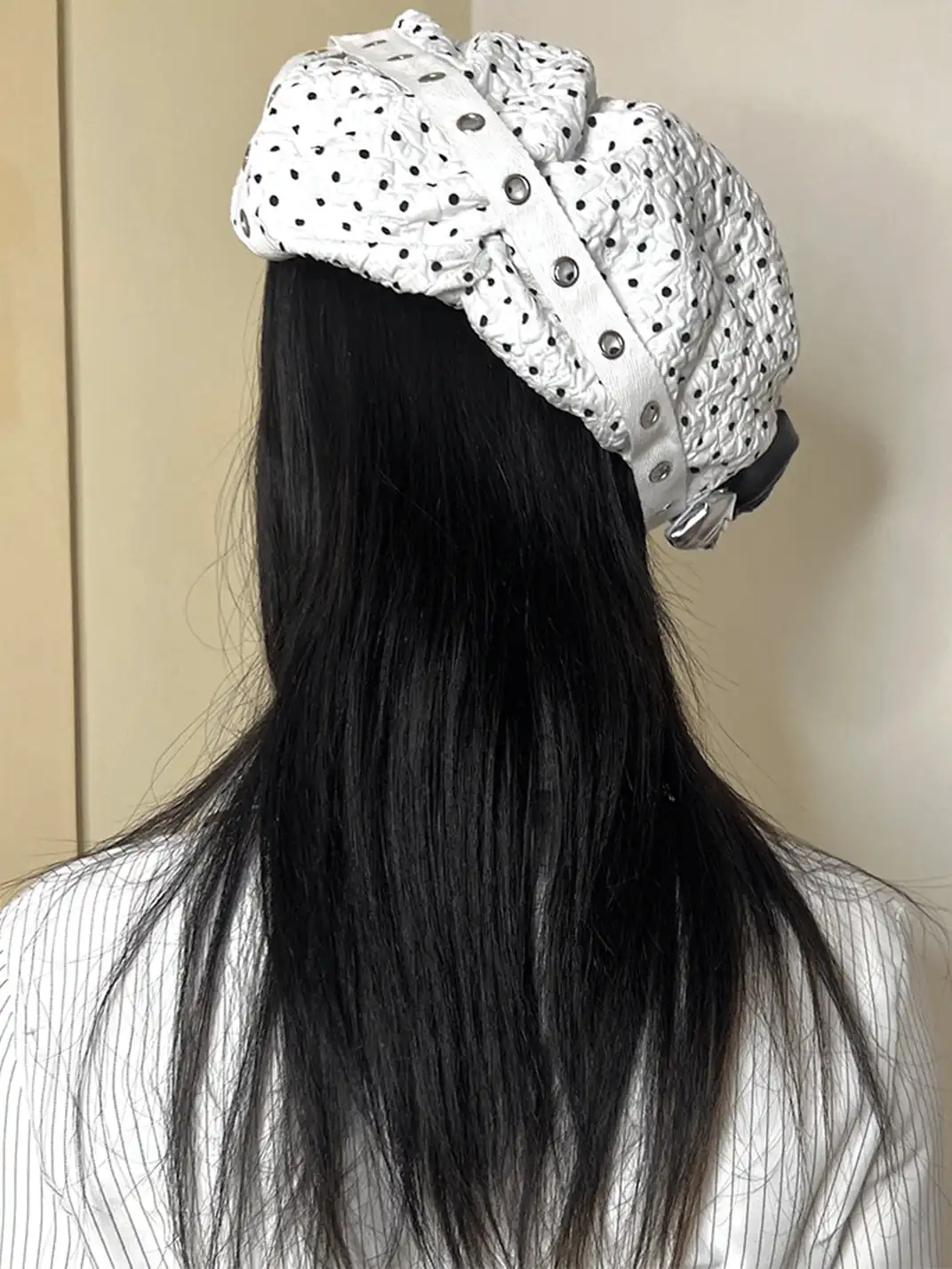 nit alcove | Polka Dot Handmade 3D Leather Flower Beret