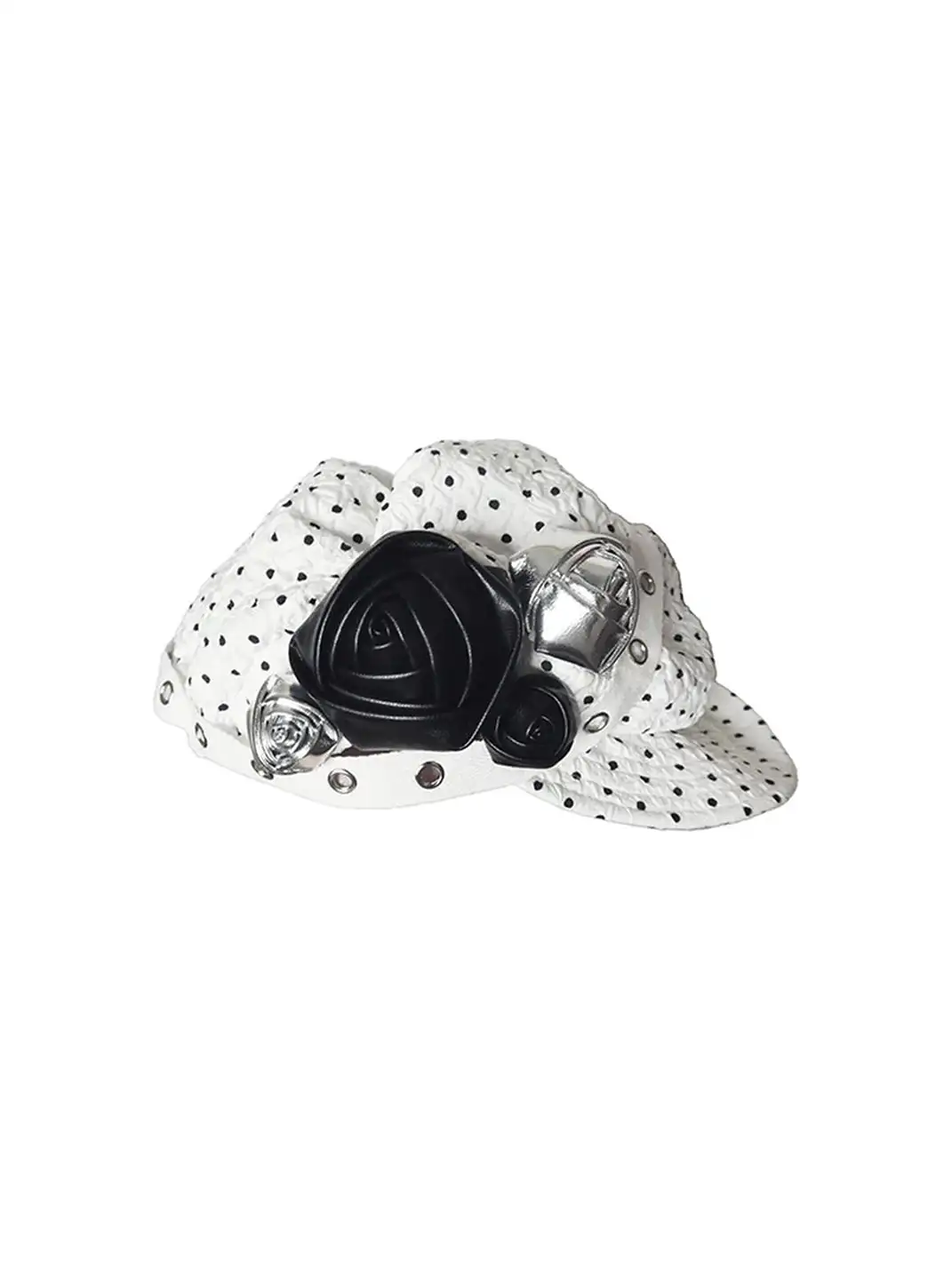 nit alcove | Polka Dot Handmade 3D Leather Flower Beret