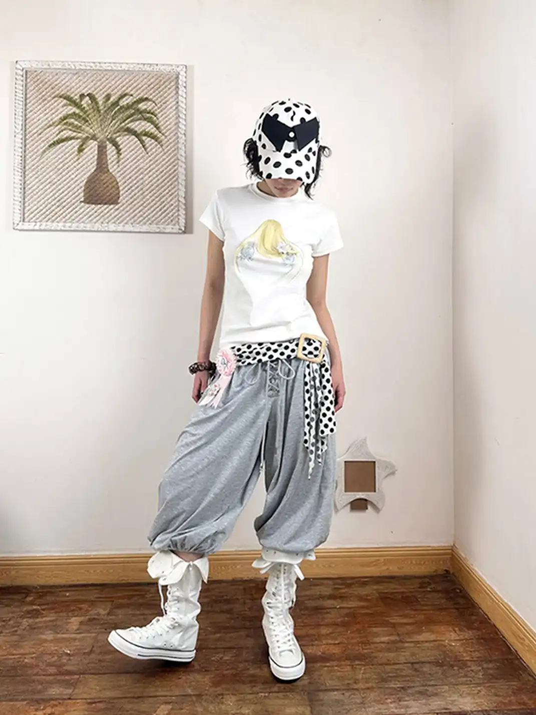 nit alcove | Big Eyes Rhinestone Bangs Wig T-shirt