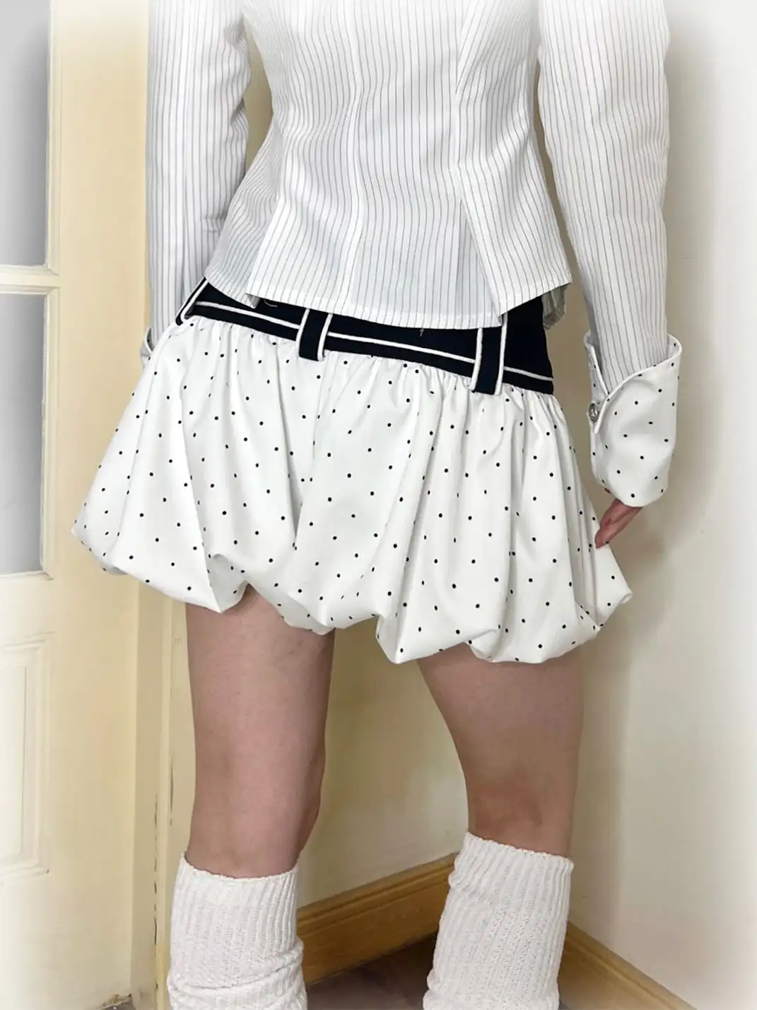 nit alcove | Wide Waist Polka Dot Slimming Bloomers Shorts