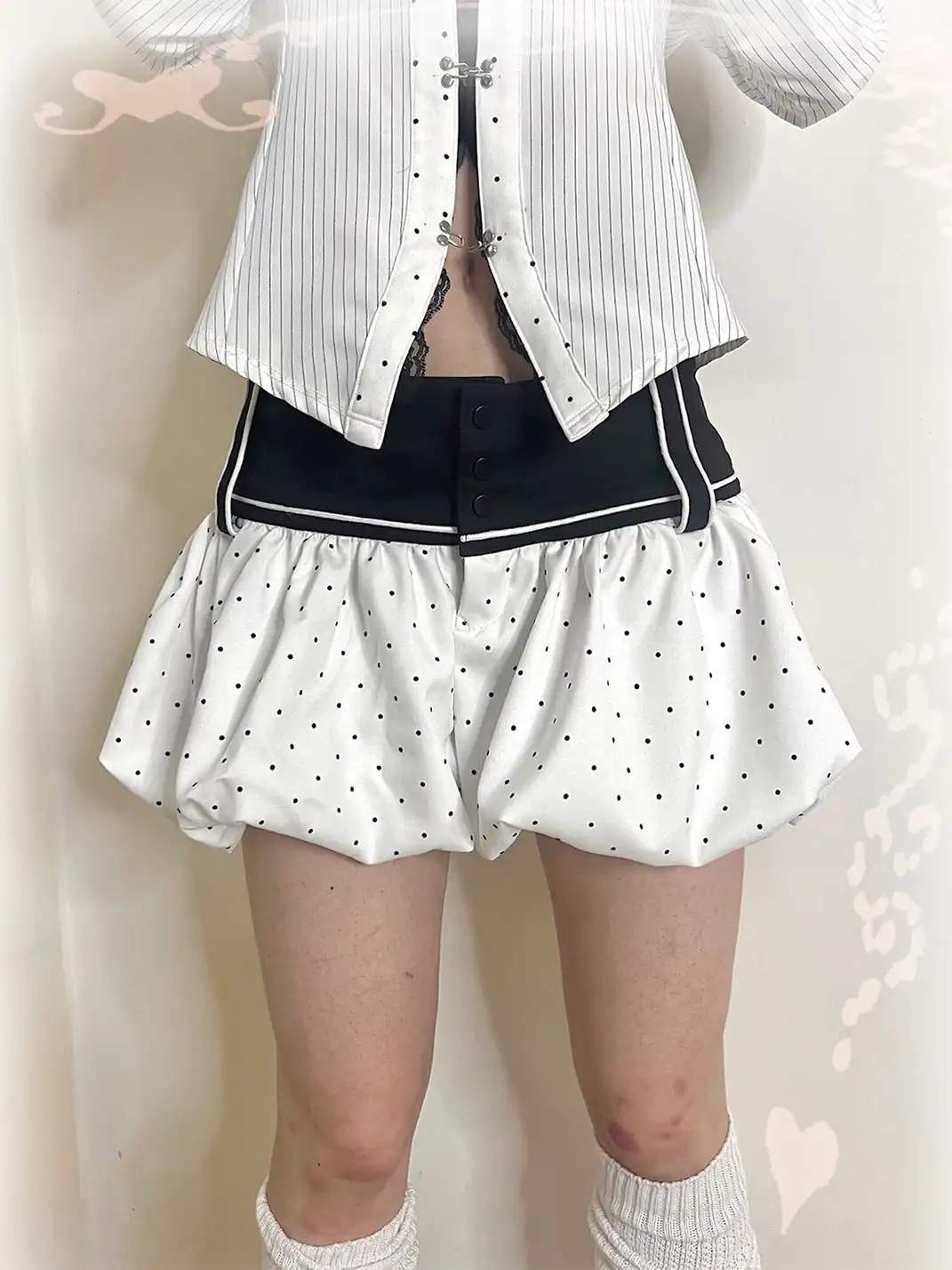 nit alcove | Wide Waist Polka Dot Slimming Bloomers Shorts