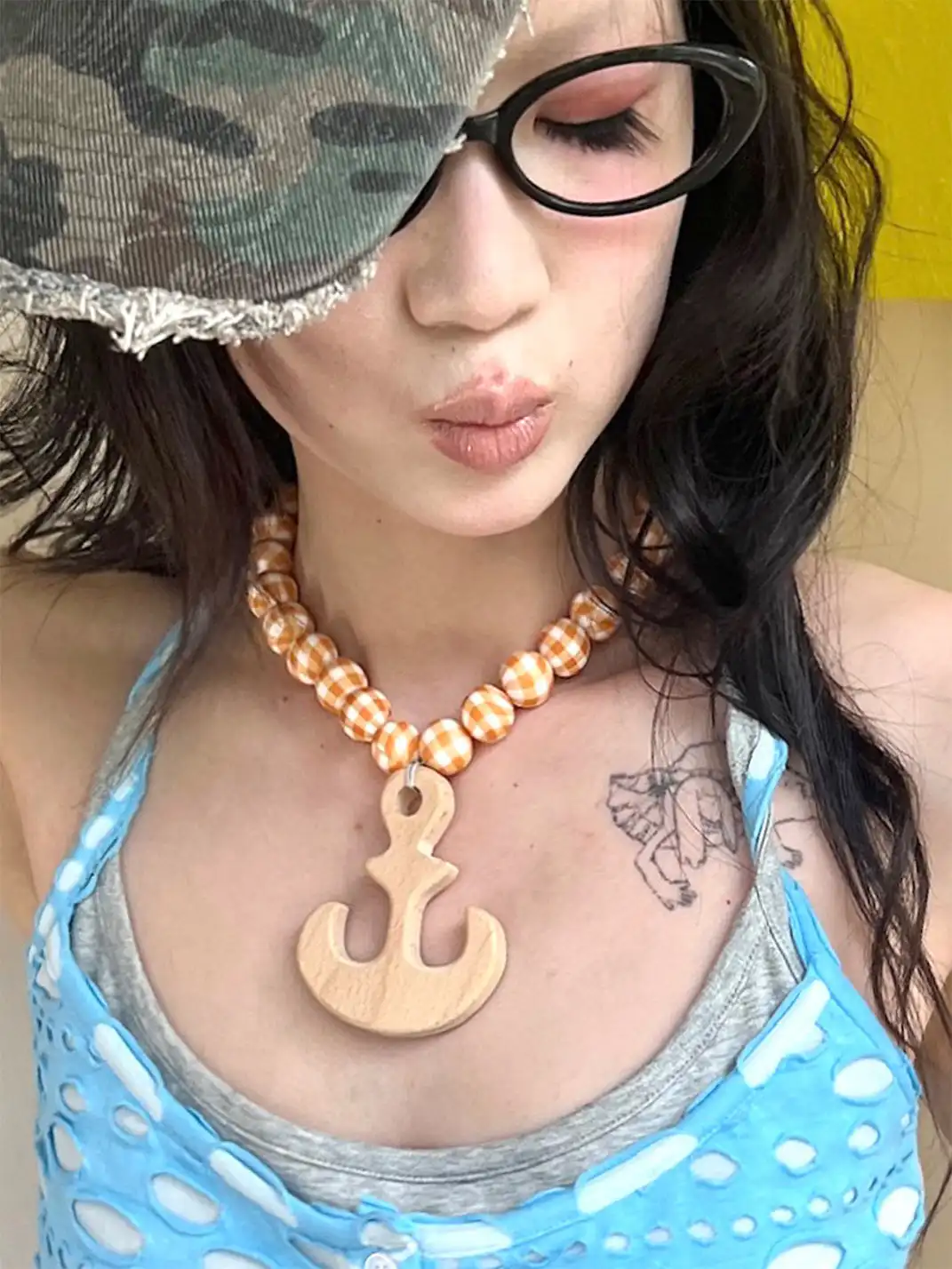 nit alcove | Handmade Wooden Anchor Beaded Necklace
