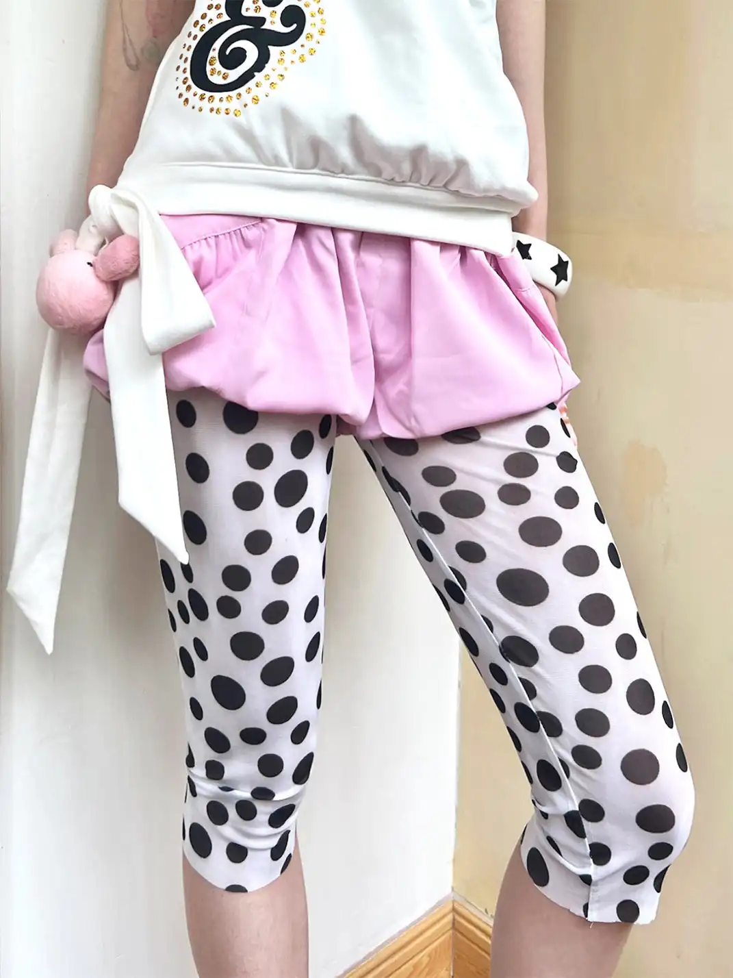 nit alcove | Mesh Polka Dot Seven-point Pants