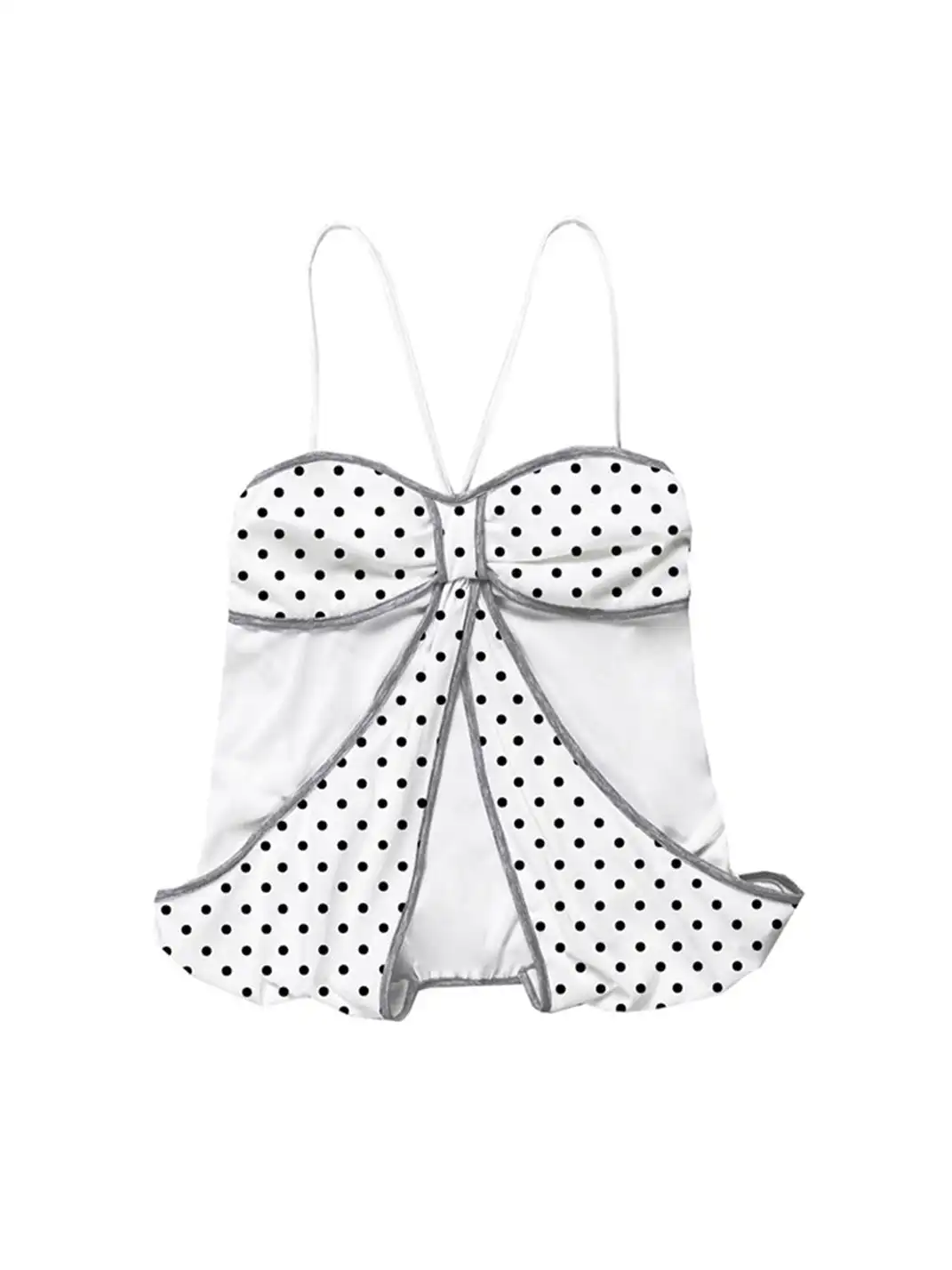 nit alcove | Two-tone Double Layer Polka Dot Spliced Camisole Vest