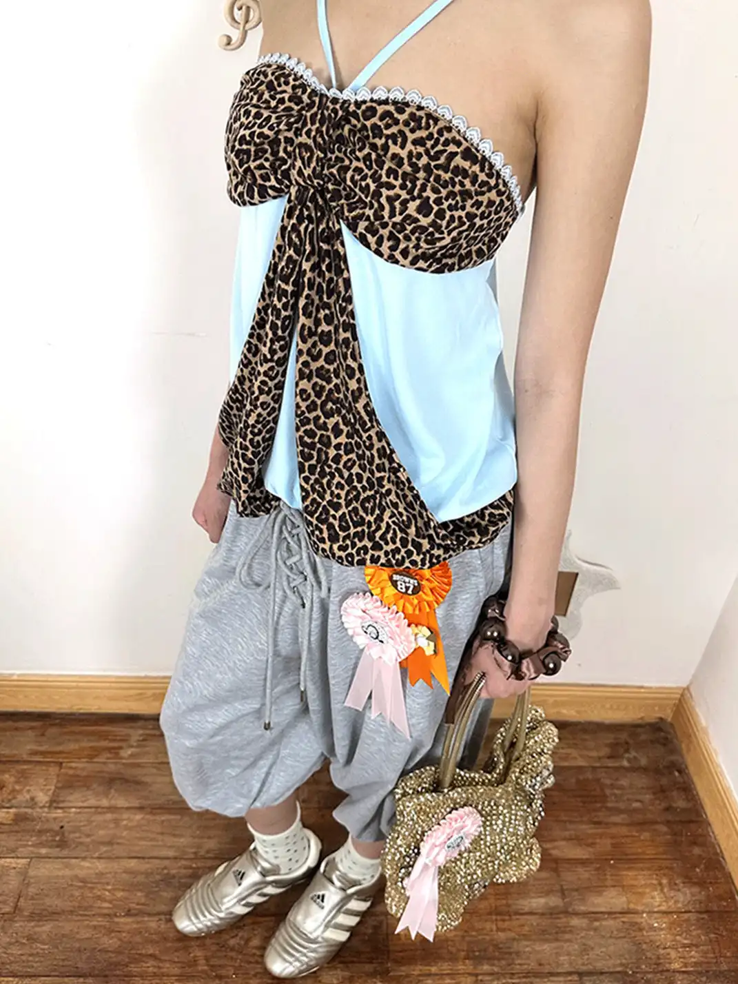 nit alcove | Two-tone Double Layer Polka Dot Spliced Camisole Vest
