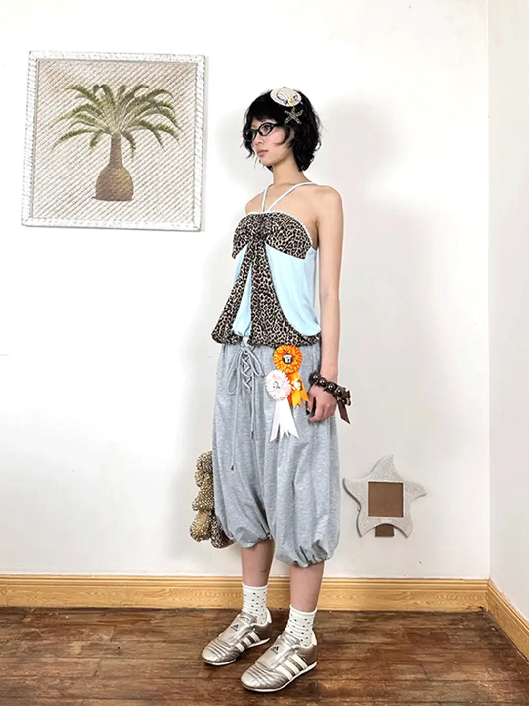 nit alcove | Two-tone Double Layer Polka Dot Spliced Camisole Vest