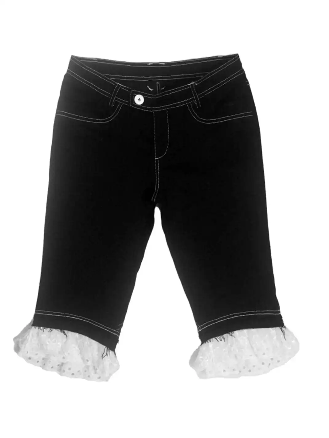 nit alcove | Double-layer Lace Color Contrast Stitching Knee-length Shorts