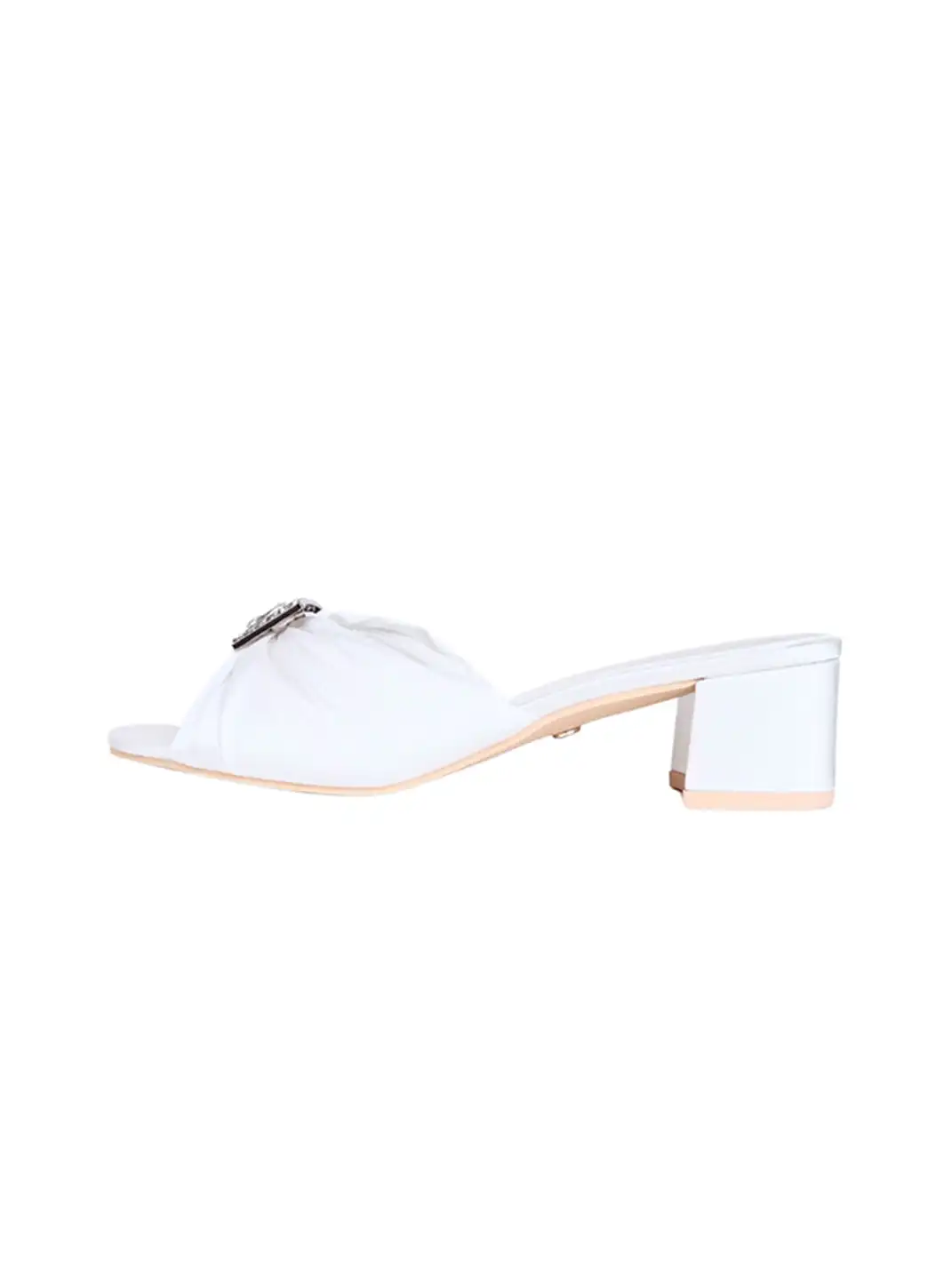 Concept Neun | Square Rhinestone Satin Chunky Heel Round Toe Sandals