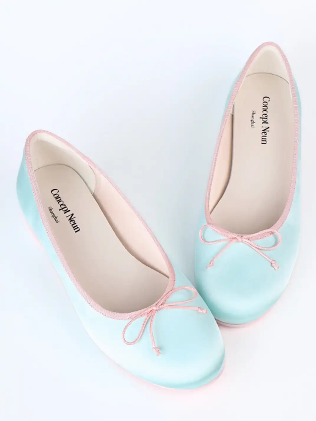 Concept Neun | Round Toe Satin Bow Mid-Heel Ballet Shoes