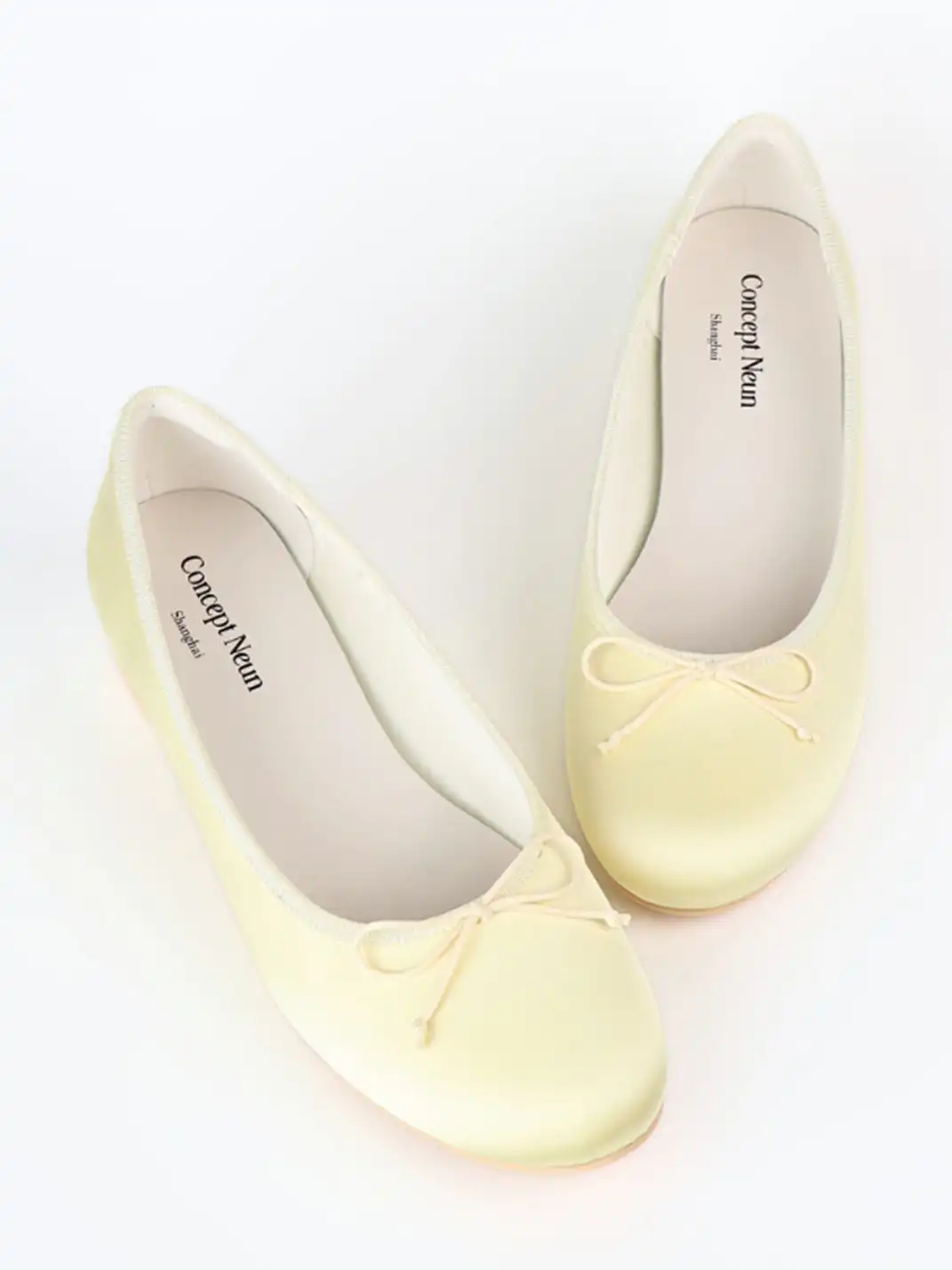 Concept Neun | Round Toe Satin Bow Mid-Heel Ballet Shoes