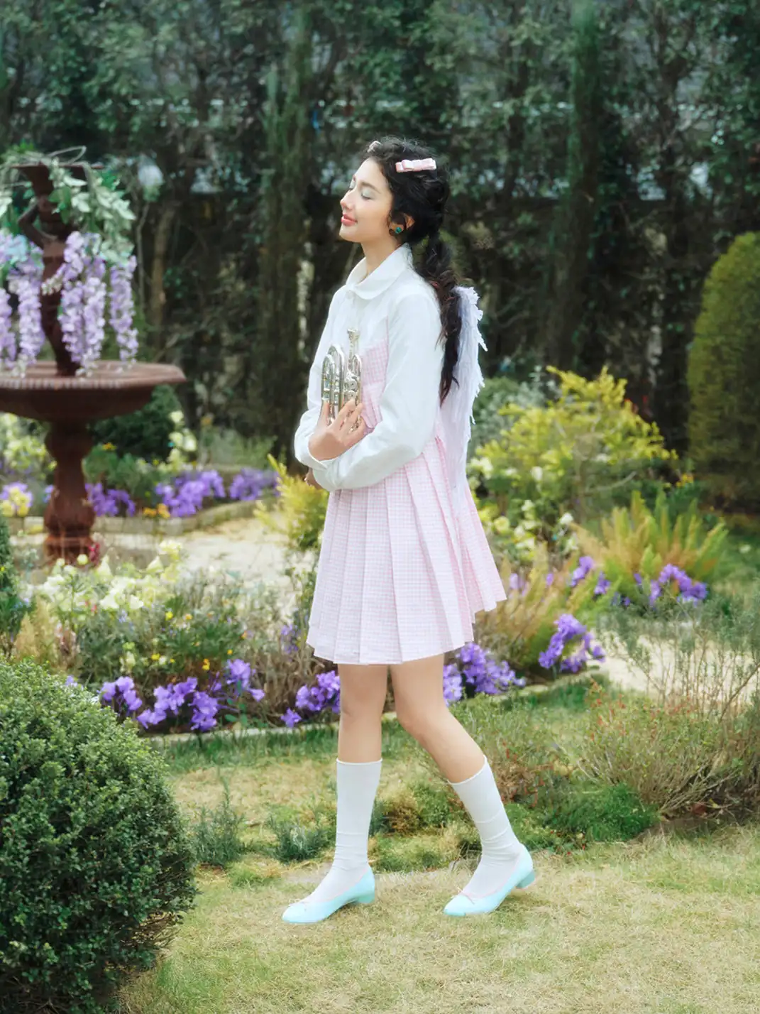 Concept Neun | Round Toe Satin Bow Mid-Heel Ballet Shoes