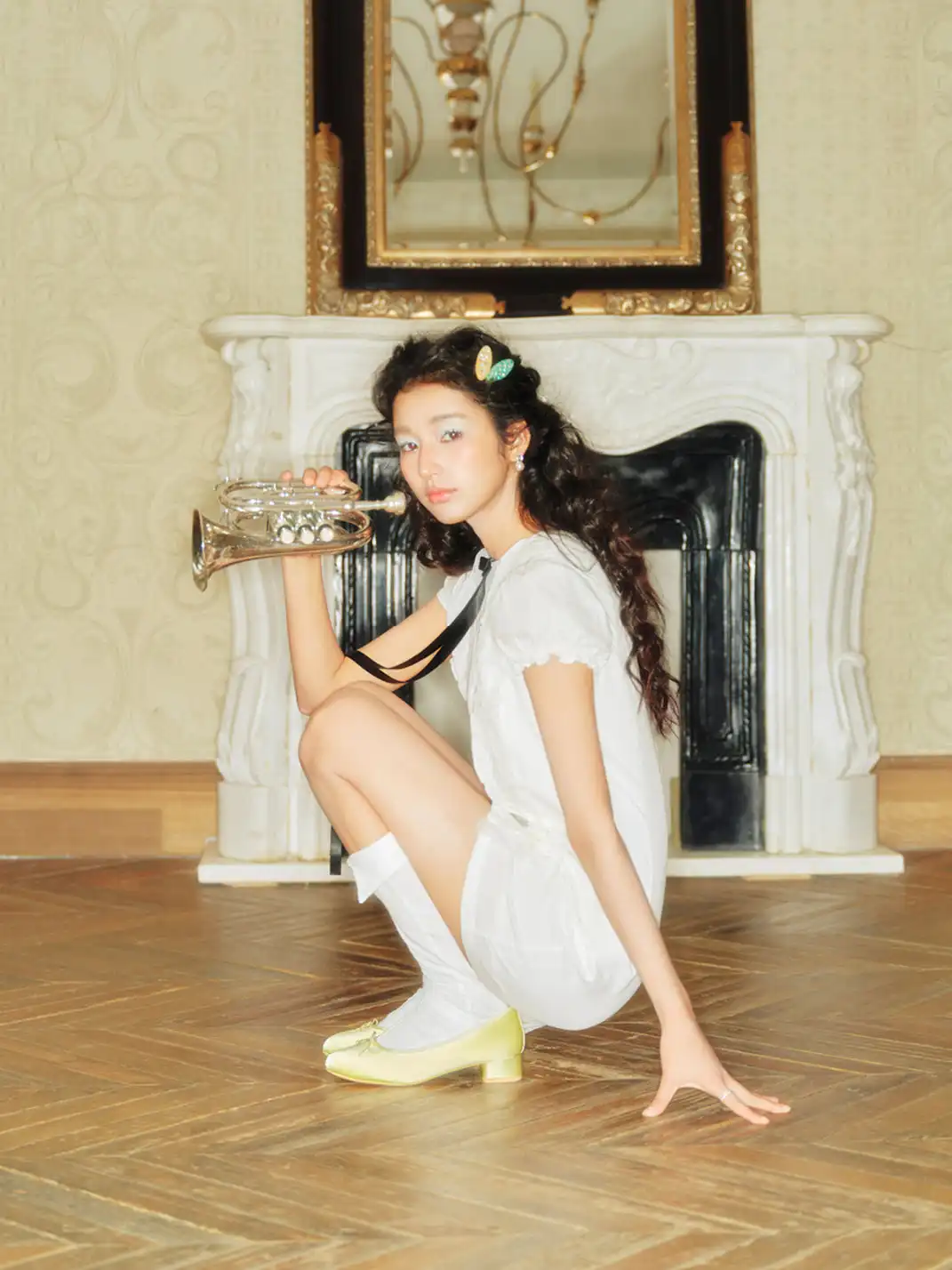Concept Neun | Round Toe Satin Bow Mid-Heel Ballet Shoes
