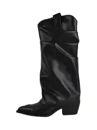 Concept Neun | Pointed Toe Western Slouchy High Boots