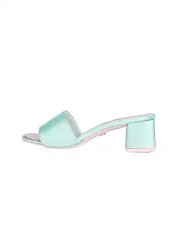 Concept Neun | Satin Round Toe Chunky Heel Sandals Slippers