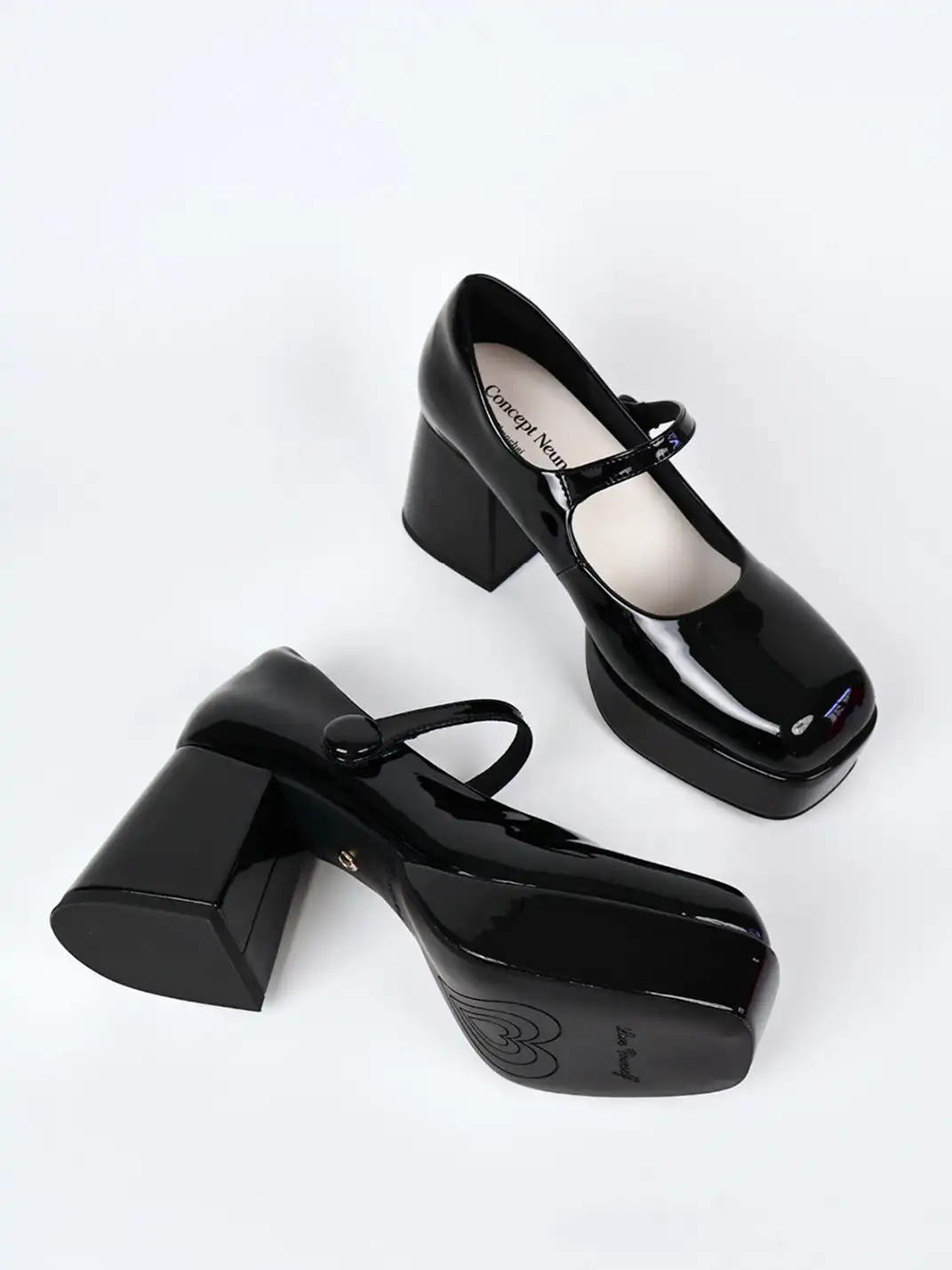 Concept Neun | Block Heel Square Toe Mary Jane Shoes
