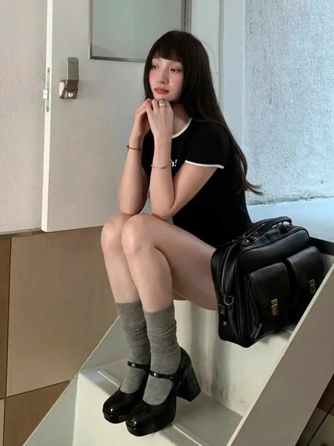 Concept Neun | Block Heel Square Toe Mary Jane Shoes