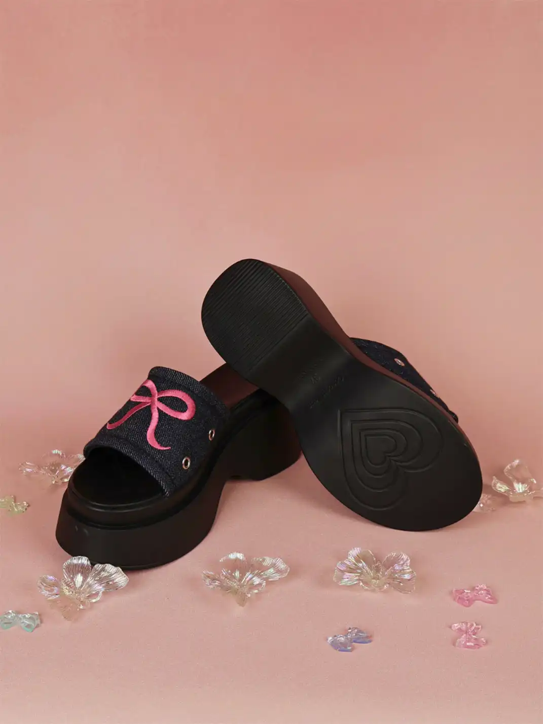 Concept Neun | Platform Bow Embroidered Slippers