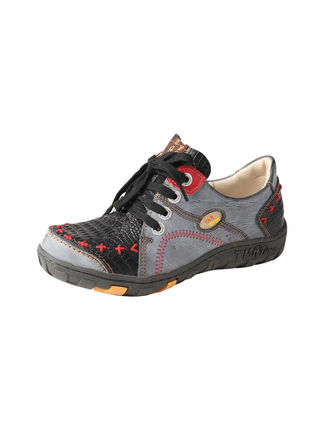 TMA EYES | Hand-Stitched Color-Block Retro Leather Casual Shoes