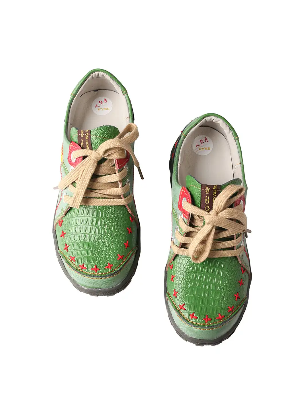 TMA EYES | Hand-Stitched Color-Block Retro Leather Casual Shoes