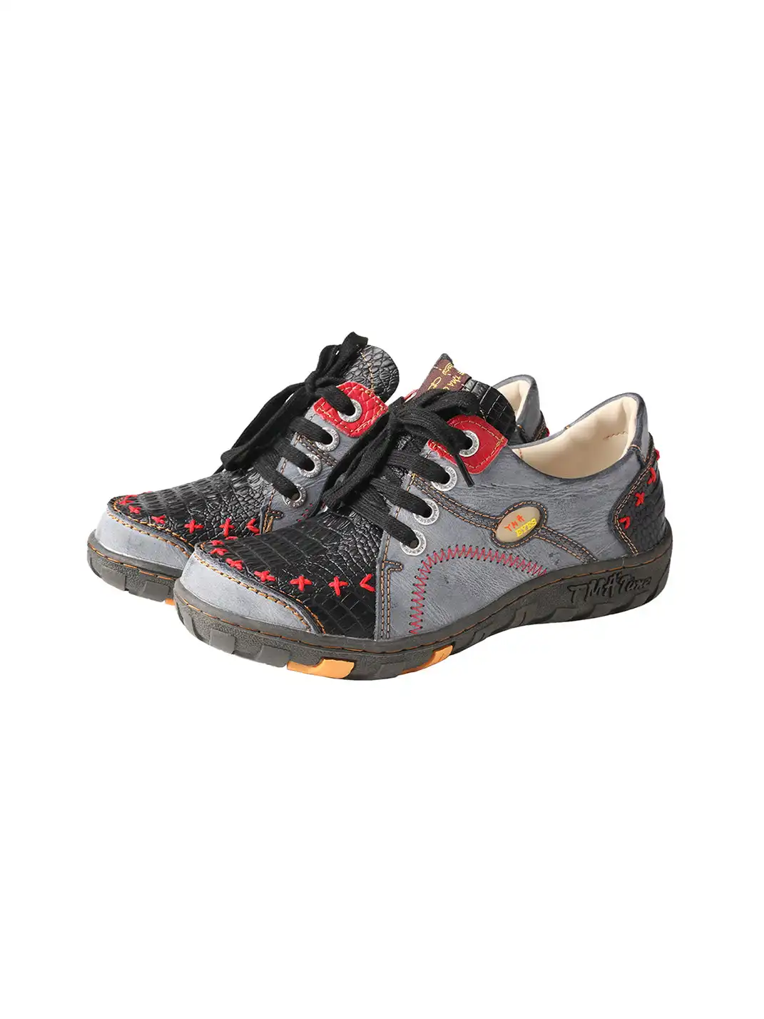 TMA EYES | Hand-Stitched Color-Block Retro Leather Casual Shoes