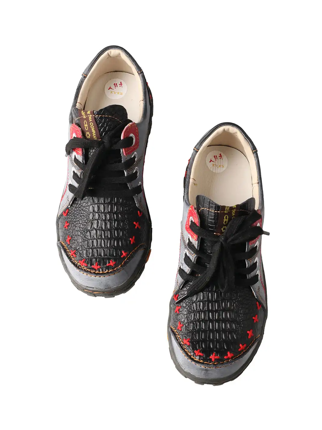 TMA EYES | Hand-Stitched Color-Block Retro Leather Casual Shoes