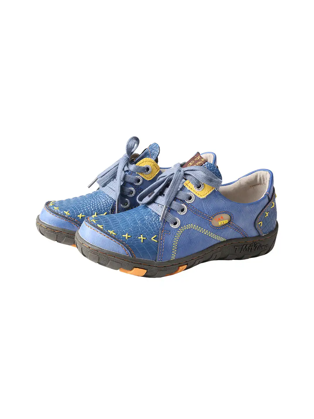 TMA EYES | Hand-Stitched Color-Block Retro Leather Casual Shoes