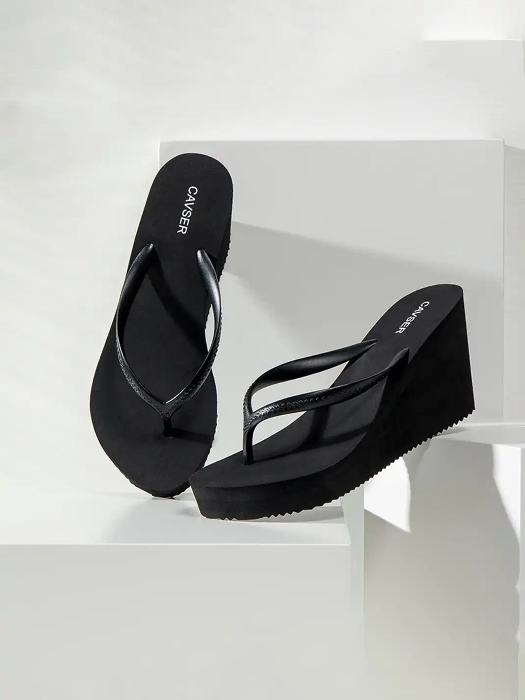 CAVSER | High Heel Clip-Toe Platform Wedge Slippers