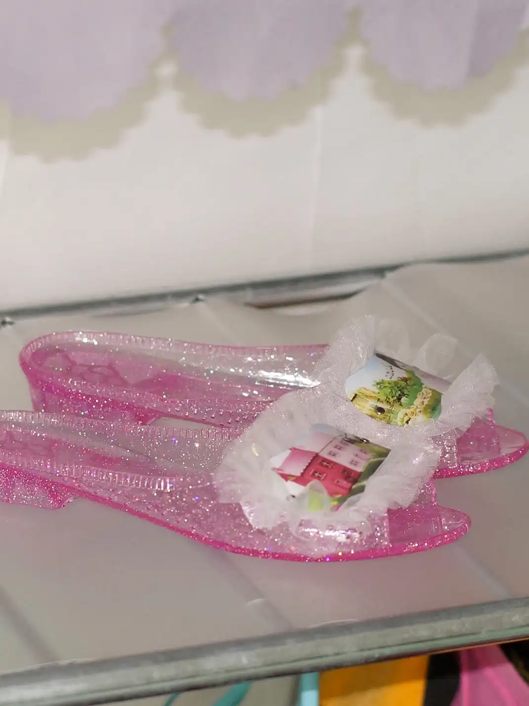 Osw | Mesh Lace Crystal Slippers