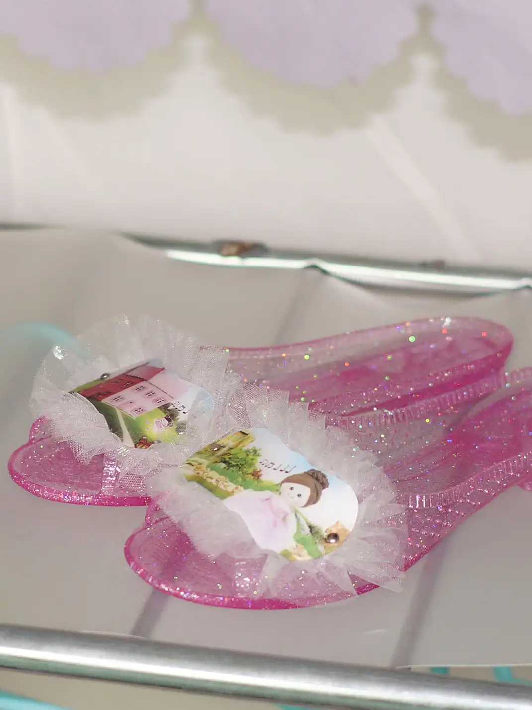 Osw | Mesh Lace Crystal Slippers
