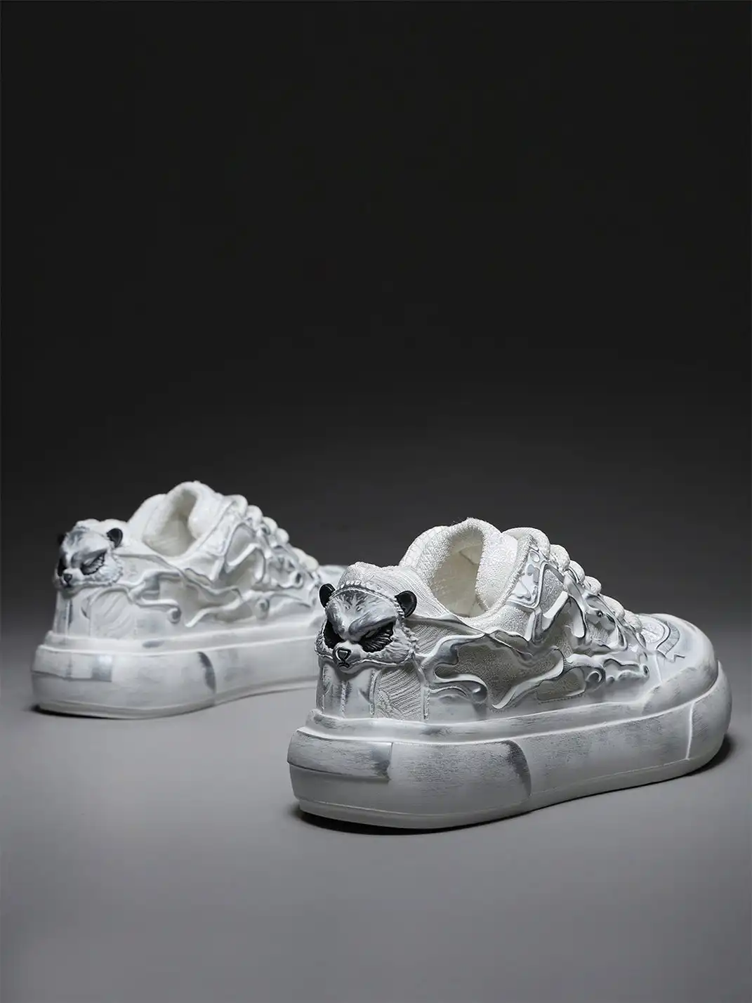 SGSX | Tai Chi Panda 3D Embossed Distressed Platform Sneakers