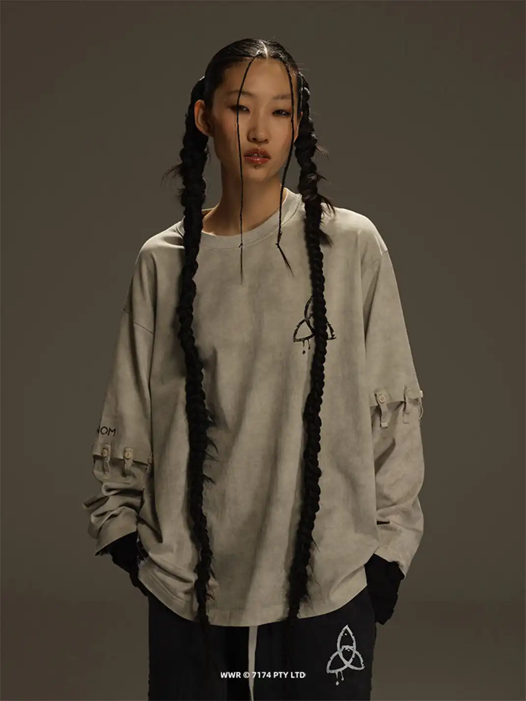 KSGY | Imitation Batik Detachable Design Long Sleeve T-shirt