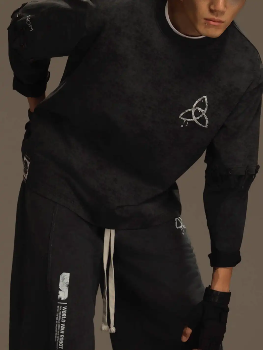 KSGY | Imitation Batik Detachable Design Long Sleeve T-shirt