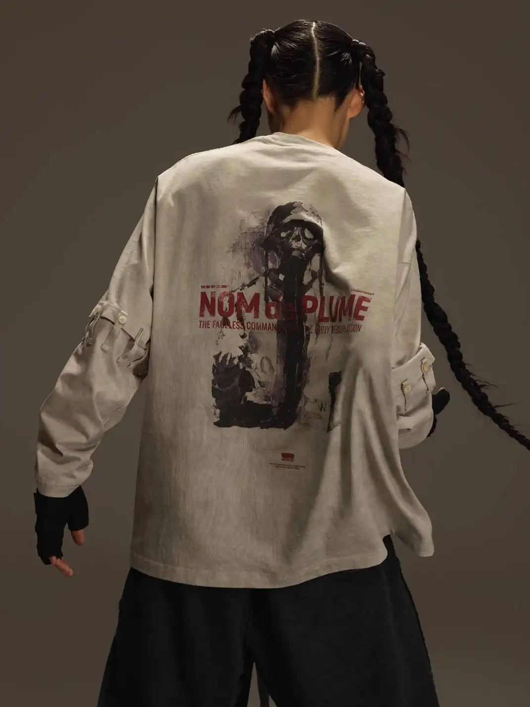 KSGY | Imitation Batik Detachable Design Long Sleeve T-shirt