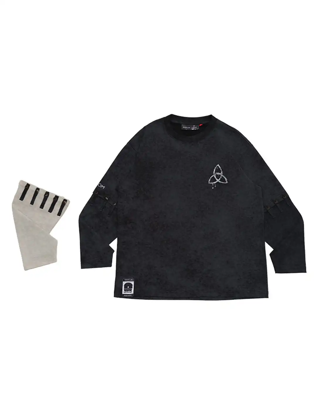 KSGY | Imitation Batik Detachable Design Long Sleeve T-shirt