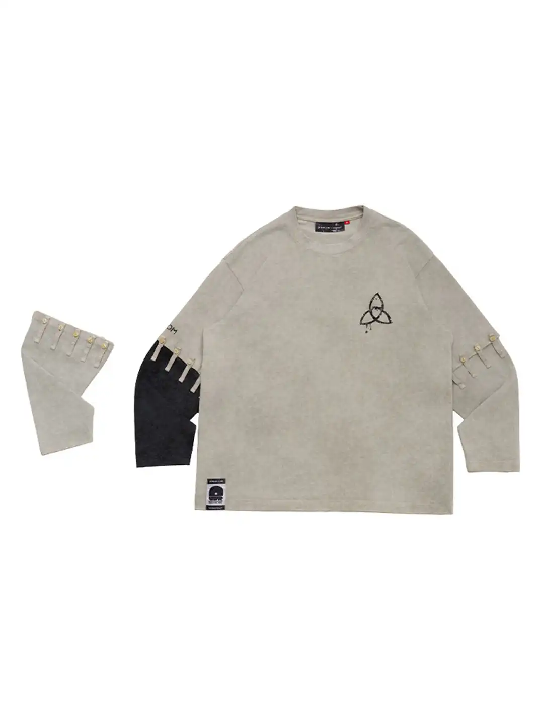 KSGY | Imitation Batik Detachable Design Long Sleeve T-shirt
