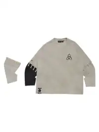 KSGY | Imitation Batik Detachable Design Long Sleeve T-shirt