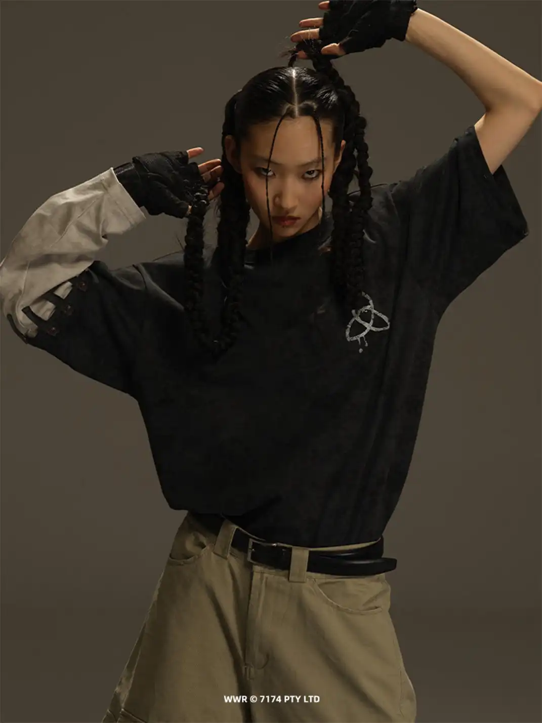 KSGY | Imitation Batik Detachable Design Long Sleeve T-shirt