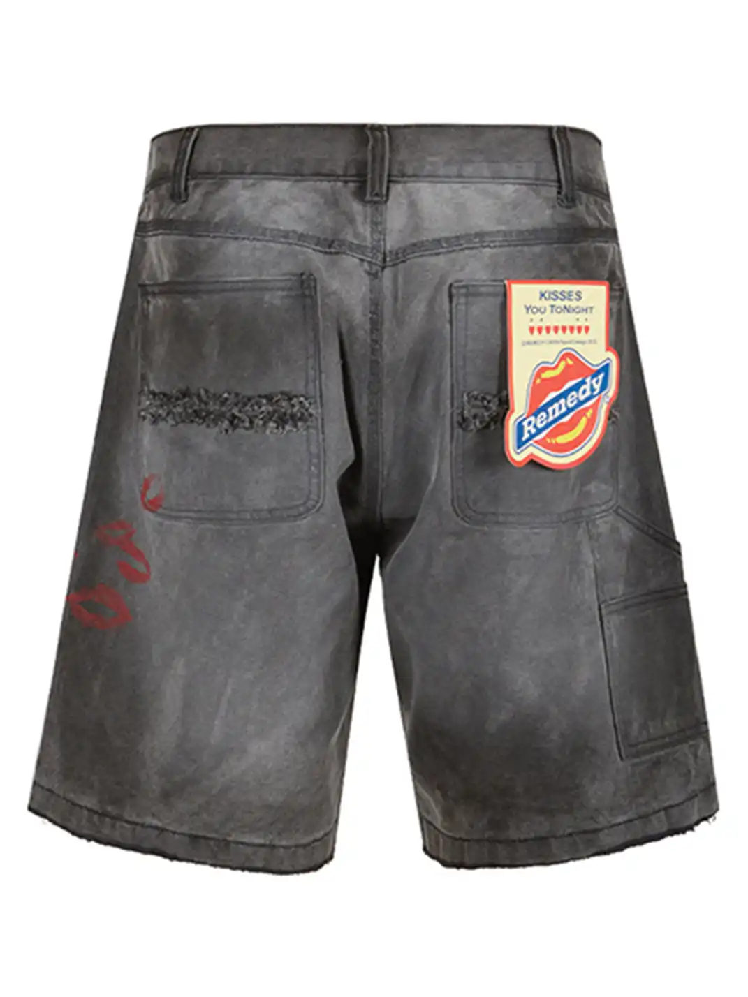 Remedy | Retro Washed Distressed Ripped Five-point Pants