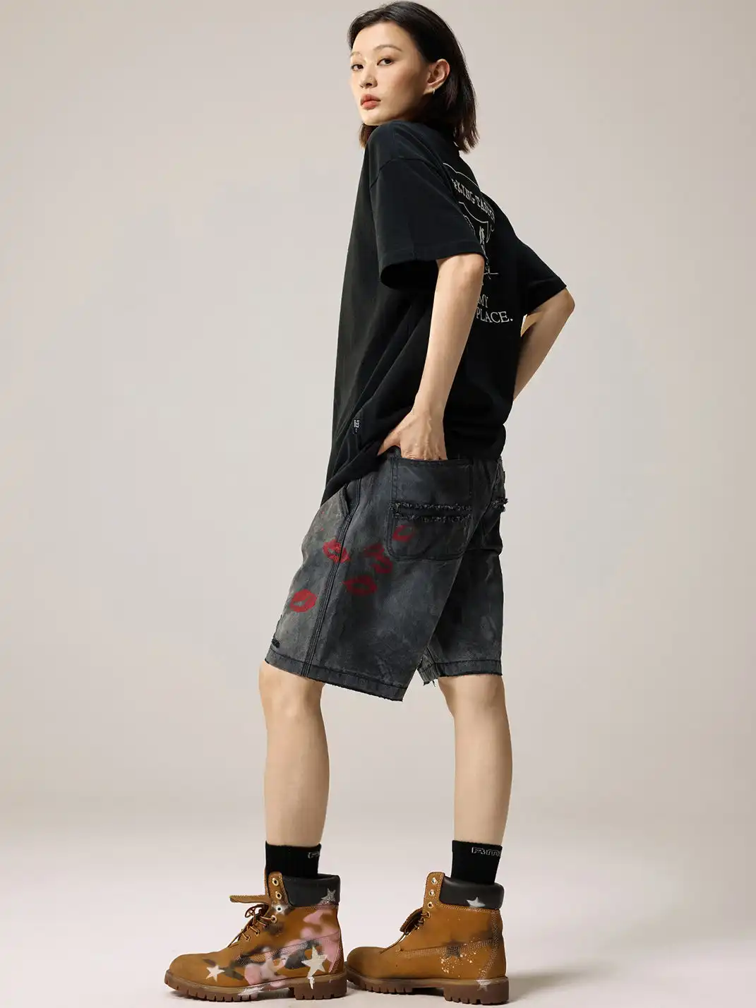 Remedy | Retro Washed Distressed Ripped Five-point Pants