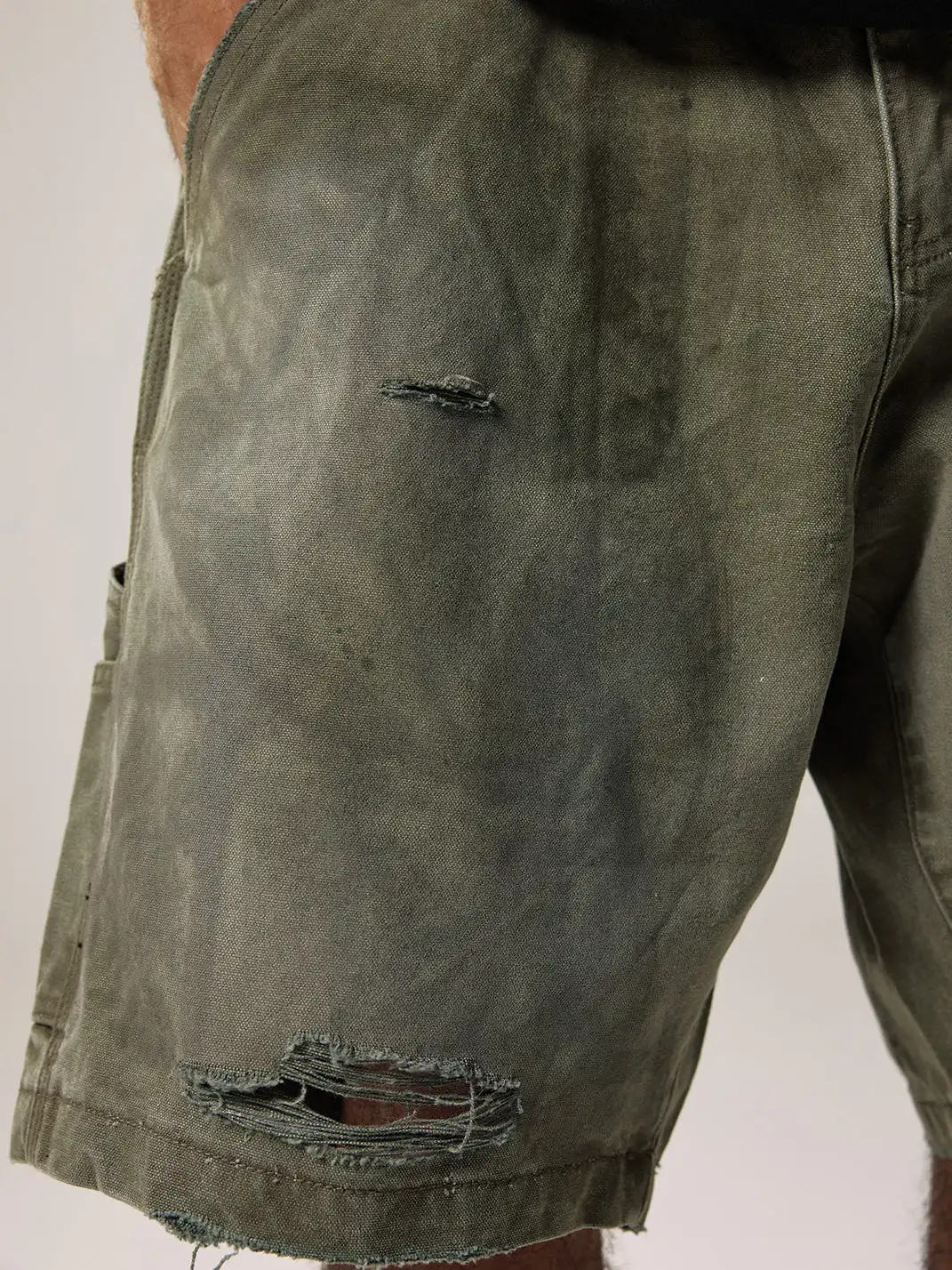 Remedy | Retro Washed Distressed Ripped Five-point Pants