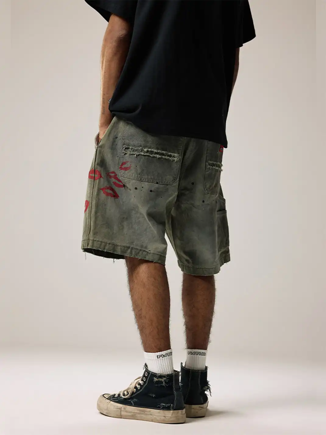 Remedy | Retro Washed Distressed Ripped Five-point Pants