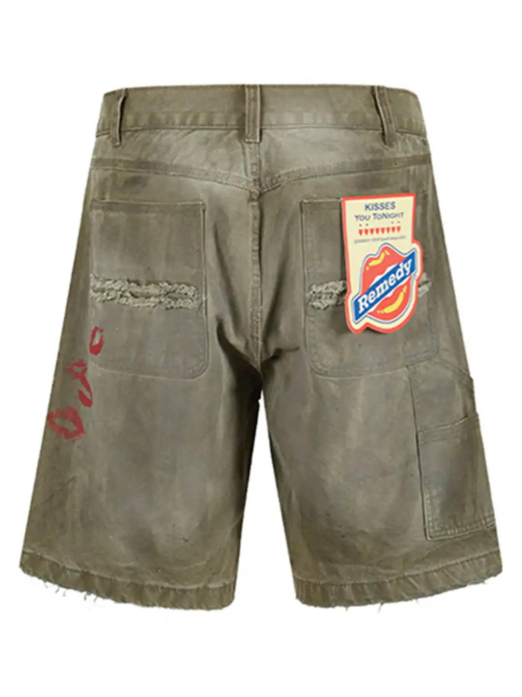 Remedy | Retro Washed Distressed Ripped Five-point Pants
