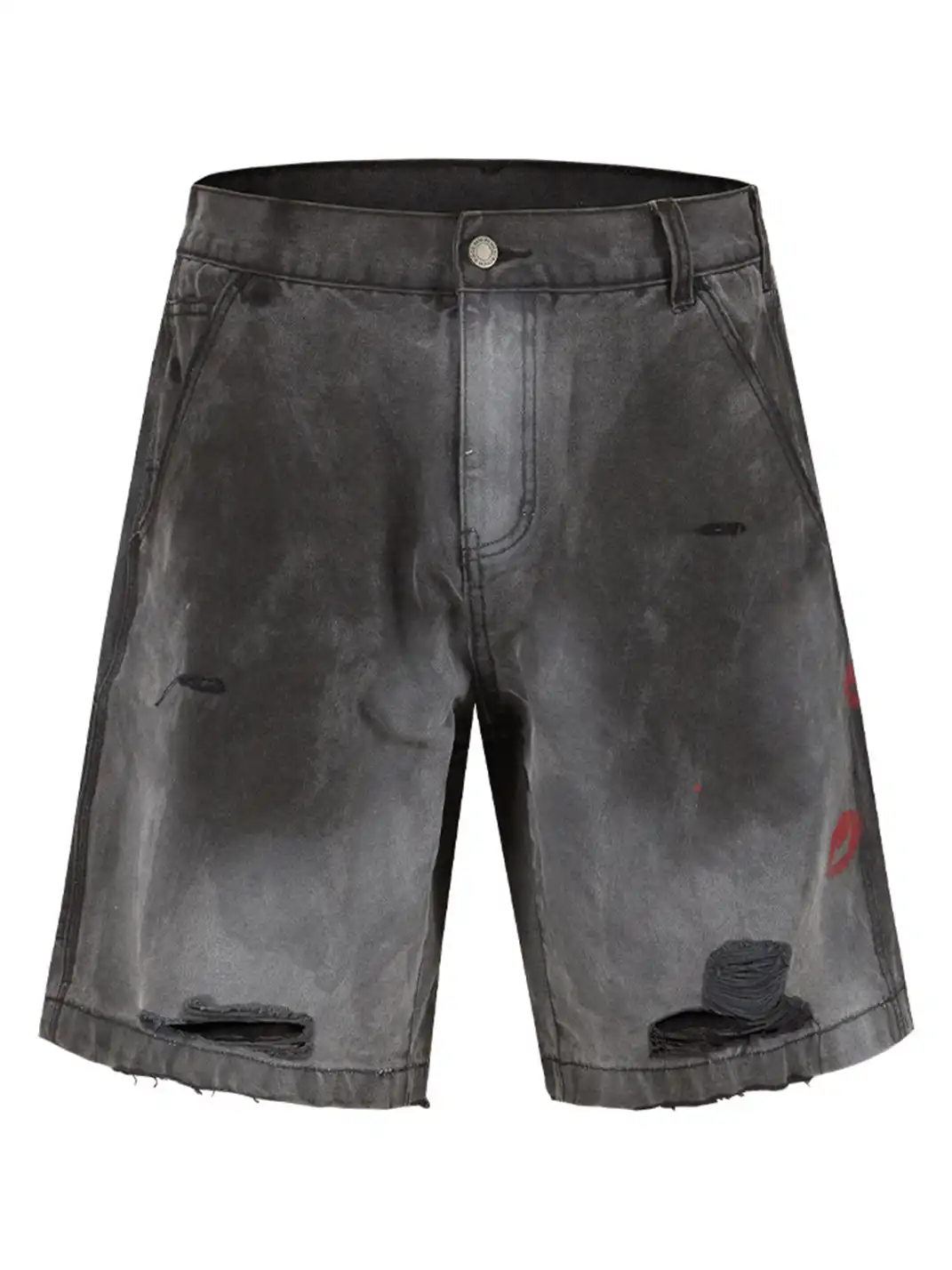 Remedy | Retro Washed Distressed Ripped Five-point Pants