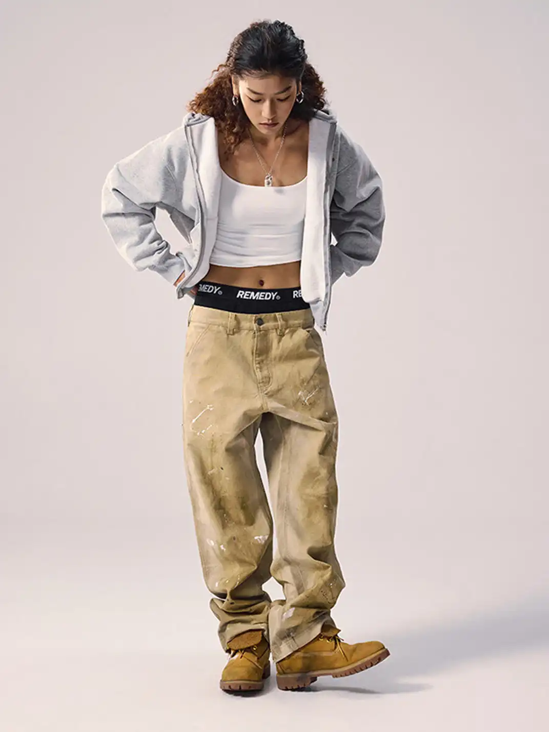Remedy | Ink-splattered Loose Straight Casual Pants