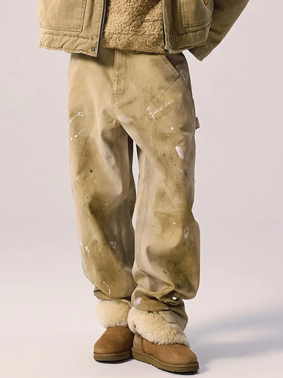 Remedy | Ink-splattered Loose Straight Casual Pants