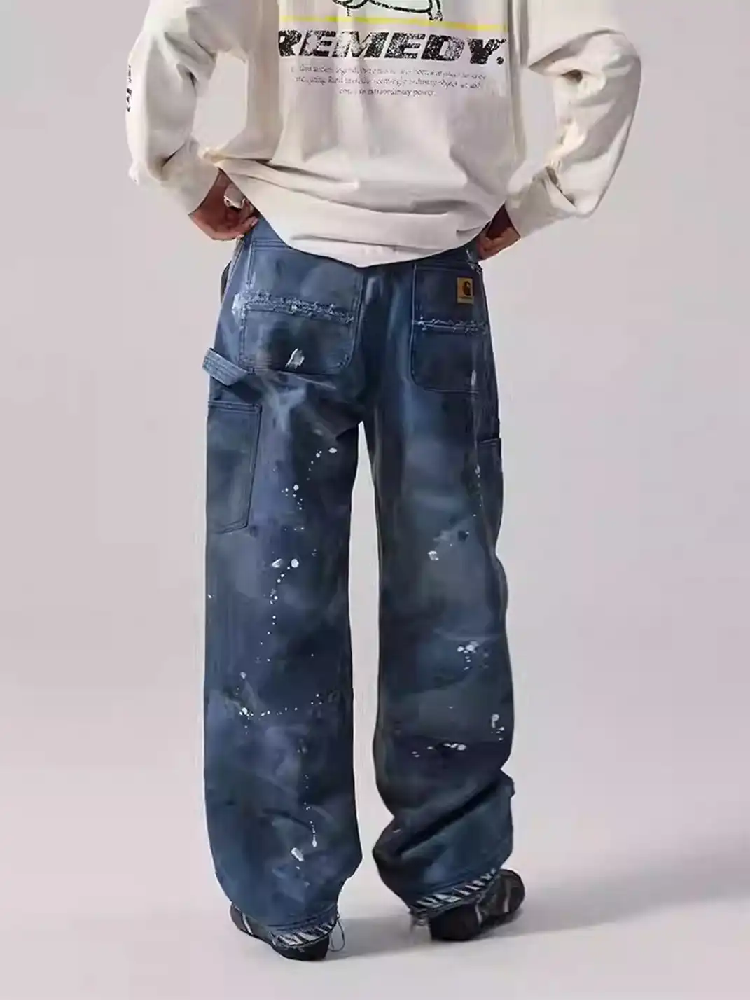Remedy | Ink-splattered Loose Straight Casual Pants