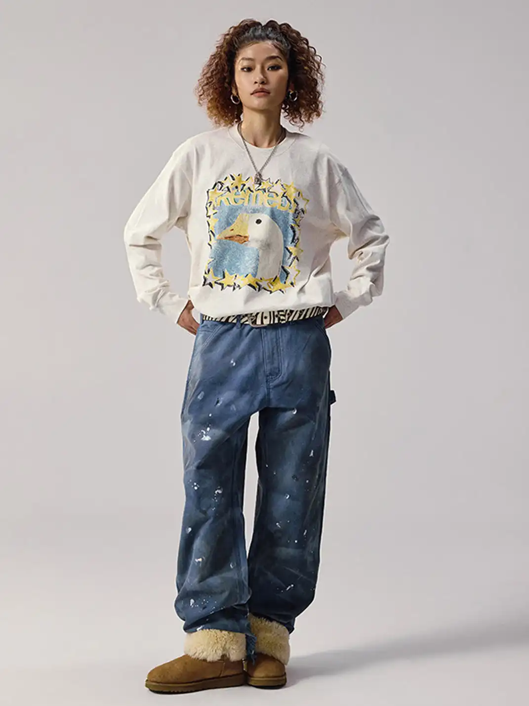 Remedy | Ink-splattered Loose Straight Casual Pants